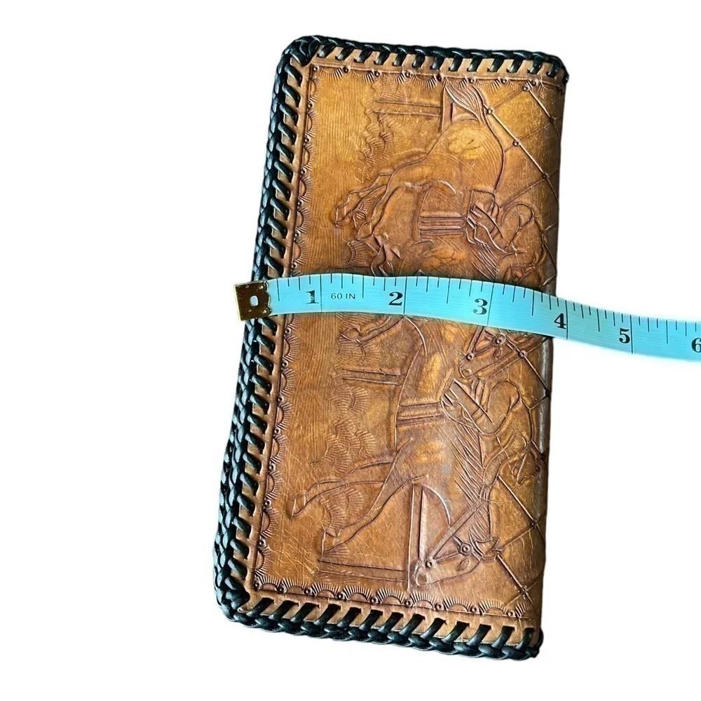 TOOLED LEATHER WALLET HORSES